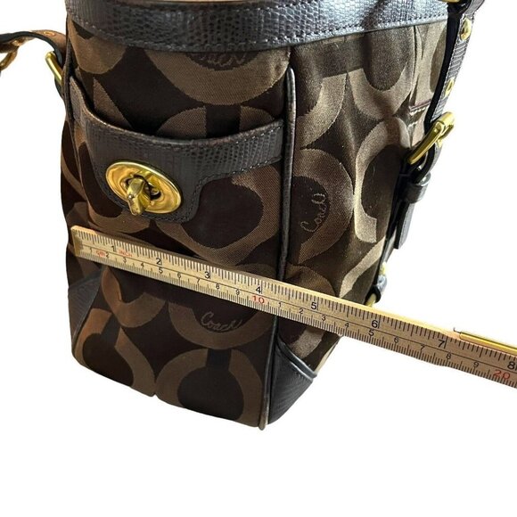 Coach Op Art Sateen chocolate color handbag - Picture 16 of 16